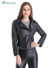 Grandwish/женская кожаная куртка размера плюс 4XL, короткая куртка из искусственной кожи, Женская мотоциклетная куртка с отложным воротником, новинка весны, DA796 2024 - купить недорого