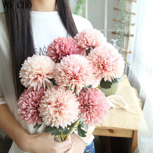 Yo cho 3 pçs flores artificiais verdadeiro toque dandelion bola buquê de flores para o casamento da flor de noiva decoração de casa pompom flores falsas 2024 - compre barato