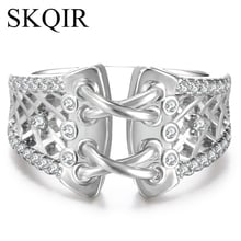 Luxurious Belt Buckle Crystal Ring Silver Color Hollow Ring for Beloved Women Christmas Gift Jewelry For Women Anniversary 2024 - buy cheap