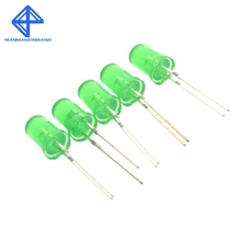 Diodo de led verde difusor, 100 peças, 5mm, diodo redondo, ângulo amplo com furo através de 2 pinos, lâmpada de diodo emissora de luz 520-535nm 1.8-2.0v 2024 - compre barato