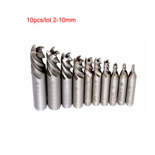 10pcs/lot Carbide End Mill HSS 4 Flutes 2mm-10mm Diameter Milling Cutter Straight Shank Router Bits Kit Engraving CNC Tools 2024 - buy cheap