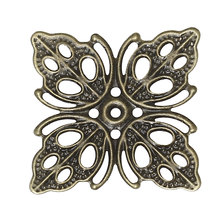 DoreenBeads Alloy Embellishments Findings Square Antique Bronze Flower Hollow Pattern 26mm(1")x 26mm(1"),100 PCs 2024 - buy cheap