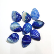 Atacado 20 pçs/lote de boa qualidade pedras naturais azul listrado onyx cab cabochão lágrima grânulos para fazer anel 2024 - compre barato