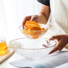 Tigela dourada criativa, tigela de vidro transparente para sopa estilo europeu, utensílios de mesa 2024 - compre barato
