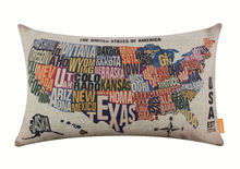 LINKWELL Vintage Bed Pillowcase Burlap Lumbar Waist Cushion Cover 50x30cm The United States of America USA Map in State Words 2024 - buy cheap