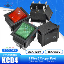 KCD4 125 в 25*31 мм 2 файла 6 контактов Feets клавишный переключатель питания сенсорный переключатель включения/выключения типа корабля со светом 16A 250 В 30A 125 в 2024 - купить недорого