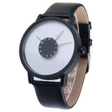 Relógio de pulso esportivo de couro, relógio de pulso com pulseira de couro, com mostrador branco e rotação prateada, de quartzo, casual 2024 - compre barato