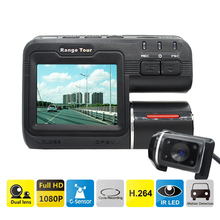 Dual Lens Car DVR Camera I1000S Full HD 1080P 2.0"LCD Dash Cam+Rear View Camera+8 IR Led Light Night Vision H.264 Video Recorder 2024 - buy cheap