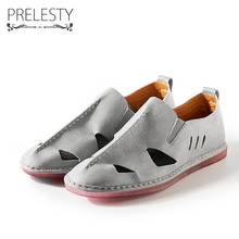 Prelesty Summer Hollow Out Men Sandals Rubber Outsole Plus Size 38-47 Holiday Flats Flip Flops Sewing Craft Microfiber Dropship 2024 - buy cheap