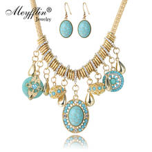 Meyfflin Gold Color Bridal Jewelry Set for Women Fashion Imitation Stone Crystal Necklace Earrings Set Wedding parure bijoux 2024 - buy cheap