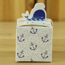 Caja de dulces con forma de ballena Náutica para decoración de bodas, papel para Baby Shower, 100 unids/lote, gran oferta 2024 - compra barato