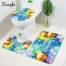 Zeegle Christmas Bath Mat Bathroom Carpet Floor Mat Set 3pcs Europe Joyous Bath Mat Anti-Slip Shower Toilet Rug 2024 - buy cheap