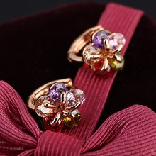 MINHIN Gold Flower Design Earrings Multi Color Zircon Earrings Jewelry For Women Luxury Engagement Earrings 2024 - buy cheap