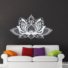 Lotous Mandala Wall Decals Flower Yoga Studio Wall Sticker Home Decor Living Room Bedroom Mural Removable Mural Bohemian C39 2024 - buy cheap