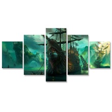 LoL Ghost Ship-Pintura Artística de pared, cuadro Modular de 5 paneles, pinturas decorativas, carteles e impresiones para sala de estar 2024 - compra barato