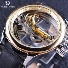 Forsining 2017 Steampunk Mechanical Wristwatch Automatic Self-wind Watch Black Genuine Leather  Sport Watch Waterproof Clock Men 2024 - buy cheap
