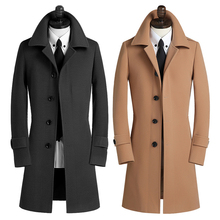 QYLVAWOY кашемировое шерстяное пальто, осенняя мужская зимняя куртка, Мужская деловая повседневная мужская куртка, пальто, одежда, Тренч для мужчин размера плюс 2024 - купить недорого