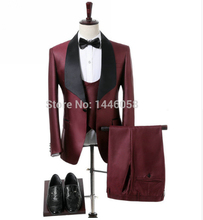 Handsome Groomsmen Wool blend Groom Tuxedos Mens Wedding Dress Man Jacket Blazer Prom Dinner (Jacket+Pants+Tie+Vest) A151 2024 - buy cheap