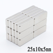 20pcs  N35 25x10x5 mm High Quality Super Strong  Cuboid Block Craft Rare Earth Neodymium Permanent Magnet 2022 - buy cheap
