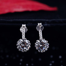 Trendy Silver Plated Earrings Jewelry For Women Birthday Gift Fashion Round Crystal Stud Earrings Girl Accessories 2024 - buy cheap