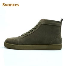 Comfortable Cow Suede Sneakers Solid Flock Lace-Up High Top Bottom Mens Boots Flats Brand Casual Shoes Man Unisex Fashion Size47 2024 - buy cheap