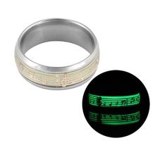 Светящееся кольцо из нержавеющей стали, креативные светящиеся нотки, кольцо на палец, флуоресцентные светящиеся кольца, ювелирные подарки 2024 - купить недорого