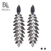 DiLiCa Elegant Women's Drop Dangle Earrings Vintage Metal Leaf Statement Earrings Female Trendy Alloy Geometric Earring Jewelry 2024 - buy cheap