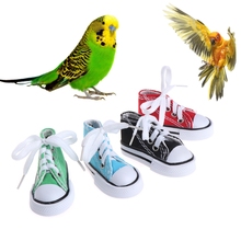 1PC Bird Toys Mini Canvas Shoes Chew Bite Decoration Hanging Cage Funny Parrot Craft Color Random Delivery 2024 - buy cheap
