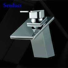 Free shipping square brass waterfall mixer tap with single handle bathroom basin sink faucet for chrome bathroom waterfall mixer 2024 - buy cheap