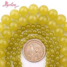 4,6,8,10,12,14mm Smooth Round Beads Ball Dark Lemon Jades Stone Beads For DIY Necklace Bracelat Jewelry Making 15" Free Shipping 2024 - buy cheap
