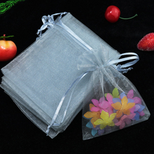 Paquete de joyería gris de 7x9cm con logotipo, bolsas de joyería con cordón, pequeñas bolsas de Organza, 100 unids/lote 2024 - compra barato