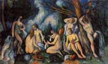 100% feito à mão famosa reprodução de pintura a óleo em tela de linho, grande-banhistas por paul cezanne, pinturas a óleo nu 2024 - compre barato