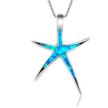 Colar pingente de estrela do mar, colar com corrente metálica, metal opala azul, jóias para mulheres e meninas 2024 - compre barato