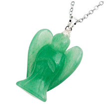 FYJS Unique Silver Plated Small Cute Angel Pendant Natural Green Aventurine Necklace For Amulet Jewelry 2024 - buy cheap