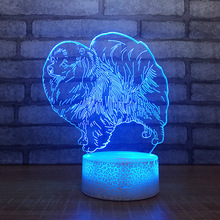 Милый мопса LED 3D ночник 7 цветов Изменение Usb настольная лампа животные огни детский подарок домашний декор 2024 - купить недорого