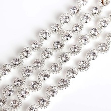 1 yard AAA-Grade Crystal Clear Round Glass Rhinestone chain apply to Sew on Garment and DIY headpieces accessories 2024 - buy cheap