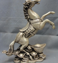 Estatua China de caballo de guerra al galope, cobre blanco, plata, FengShui, Yuan Bao, dinero, riqueza 2024 - compra barato