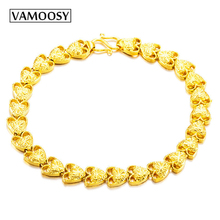VAMOOSY 24k Gold plating Jewelry Women's Bracelet Copper Female Bracelet Placer Gold Heart-shaped Hand Made Bracelet Not Fade 2024 - buy cheap