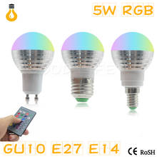 E27 E14 GU10 LED RGB Bulb lamp AC110V 220V 5W Spotlight dimmable magic Holiday RGB lighting+IR Remote Control 16 colors 2024 - buy cheap