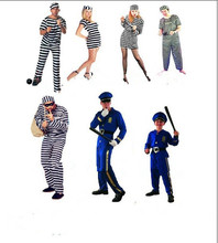 Vestido de lujo juego de rayas blancas y negras de la prisión traje adulto actuación de Halloween ropa de policía y el ladrón ropa 2024 - compra barato