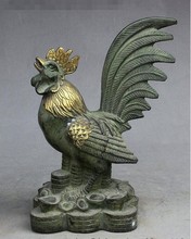 YM 307 8 "antiguo chino FengShui bronce dorado Año del zodiaco Gallo estatua Animal 2024 - compra barato