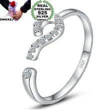 Hxomzj anel de prata esterlina rr925, anel para mulheres e homens, presentes de casamento e marca de questão, aberto de aaa de zircônio s925 2024 - compre barato