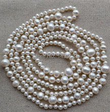 Venta al por mayor joyería de la perla-60 pulgadas de largo AA 5-11 MM blanco Color genuino collar de perlas de agua dulce, joyería hecha a mano ¡! 2024 - compra barato