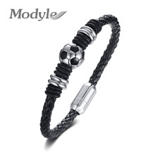 Modyle-pulsera de cuero genuino para hombre, brazalete deportivo de fútbol, pulsera masculina 2024 - compra barato