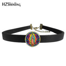 2017 NEW Our Lady of Guadalupe Necklace Leather Choker Pendant Religious Catholic Gifts Vintage Jewelry Choker Pendants 2024 - buy cheap