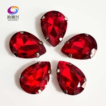 Красный цвет в форме капли высокое качество AAAA плоские стеклянные кристаллы sew Стразы с, Diy аксессуары для одежды SWS06 2024 - купить недорого