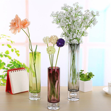 Современная Минималистичная прозрачная стеклянная ваза, прямое Хрустальное стекло, фиолетовый/серый Террариум, гидропонный контейнер, домашний декоративный контейнер 2024 - купить недорого