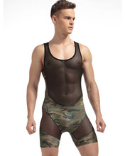 Ropa interior Sexy para hombre, mono transparente, mono ultrafino, ropa interior de camuflaje, empalme 2024 - compra barato