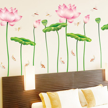 3d Creative Dragonfly Fly In The Lotus Pool Flower Decorative Wall Stickers Fish Nature Wall Posters Adesivo De Parede Murals 2024 - buy cheap