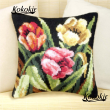 Decorative cushion handicraft embroidery yarn Cotton cushion mat embroider needlework kits flowers cross stitch pillow kits 2024 - buy cheap